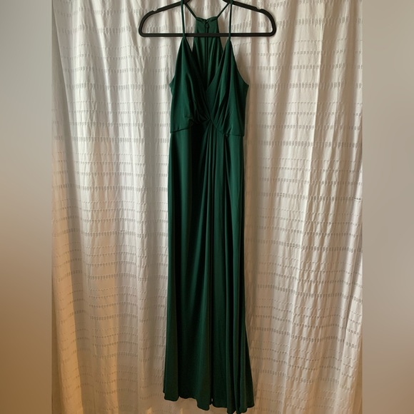 DB Jersey A-Line Bridesmaid Forrest Green Maxi Slip Dress Knot Detail💐 - Picture 8 of 16